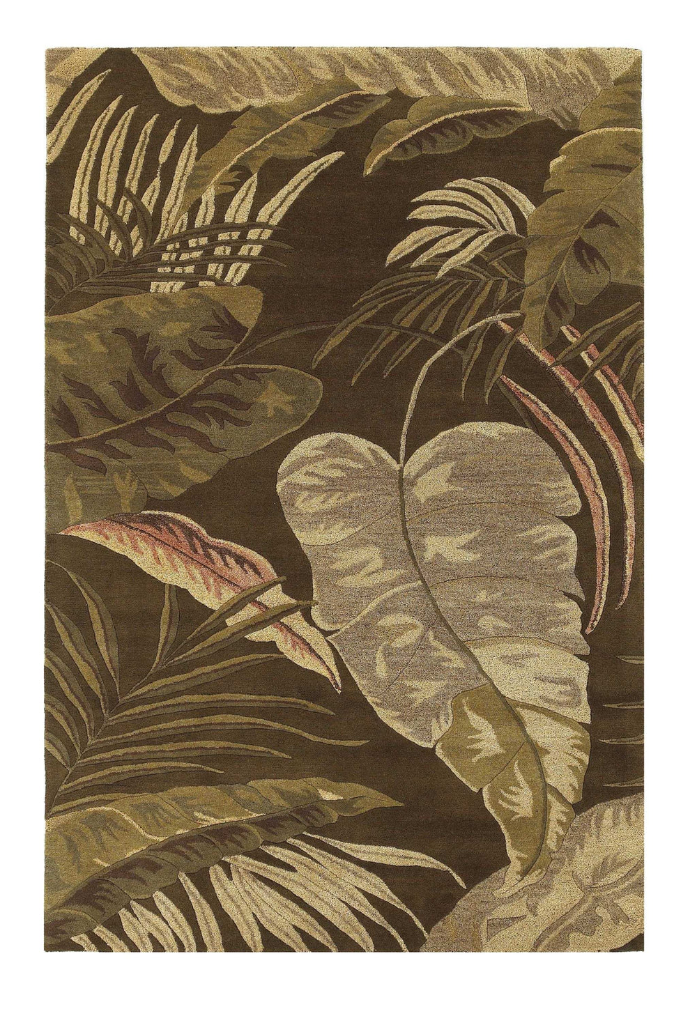 3' X 4' Mocha Brown Hand Tufted Tropical Leaves Indoor Area Rug - Homeroots - Flyclothing LLC