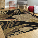 2' X 4' Midnight Leaves Wool Area Rug - Homeroots - Flyclothing LLC