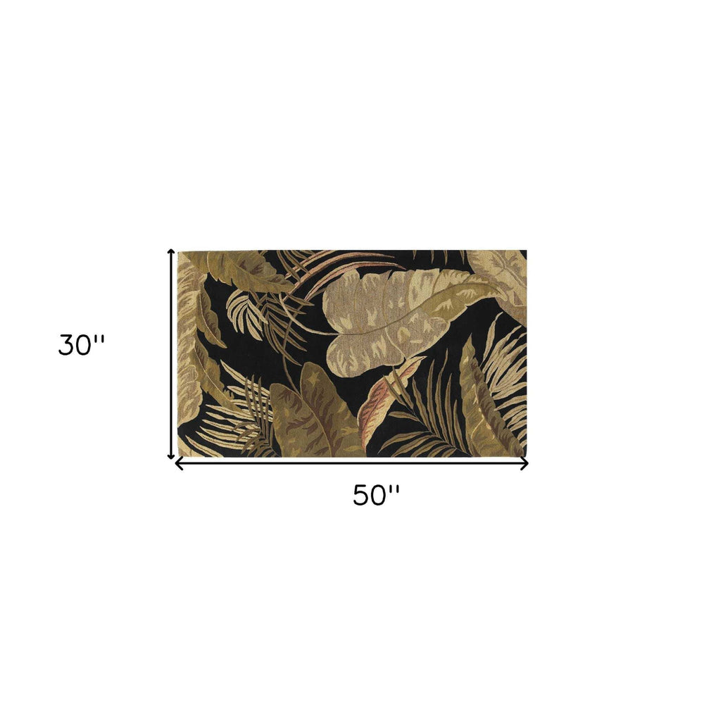 2' X 4' Midnight Leaves Wool Area Rug - Homeroots - Flyclothing LLC