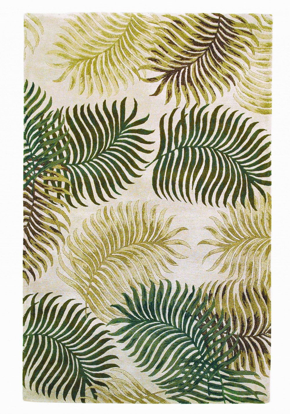 2' X 4' Natural Fern Leaves Wool Area Rug - Homeroots - Flyclothing LLC