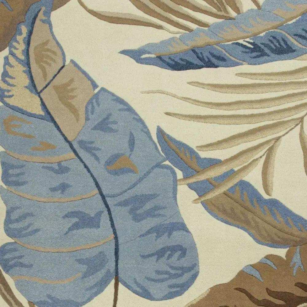 2' X 4' Ivory and Blue Wool Tropical Botanical Hand Tufted Area Rug - Homeroots - Flyclothing LLC