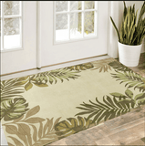 2' X 4' Ivory Leaves Bordered Wool Area Rug - Homeroots - Flyclothing LLC