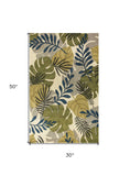 3' X 4' Ivory Hand Tufted Oversized Tropical Leaves Indoor Area Rug - Homeroots - Flyclothing LLC