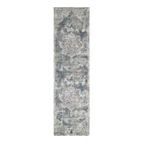 8' Ivory Machine Woven Distressed Diamond Floral Medallion Indoor Runner Rug - Homeroots - Flyclothing LLC