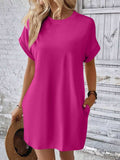 Round Neck Short Sleeve Mini Dress - Trendsi - Flyclothing LLC