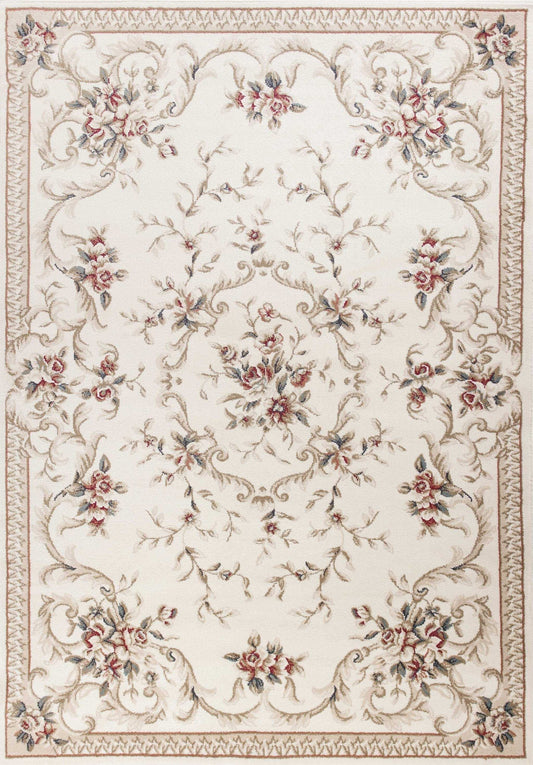 5' X 8' Ivory Bordered Floral Indoor Area Rug - Homeroots - Flyclothing LLC
