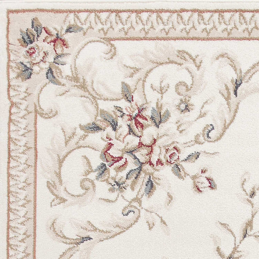 5' X 8' Ivory Bordered Floral Indoor Area Rug - Homeroots - Flyclothing LLC