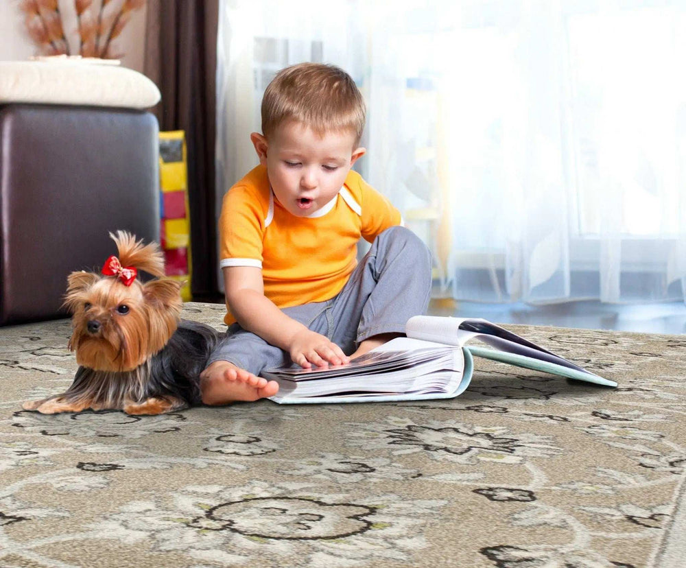 5' X 8' Gray and Ivory Floral Indoor Outdoor Area Rug - Homeroots - Flyclothing LLC