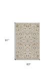 5' X 8' Gray and Ivory Floral Indoor Outdoor Area Rug - Homeroots - Flyclothing LLC