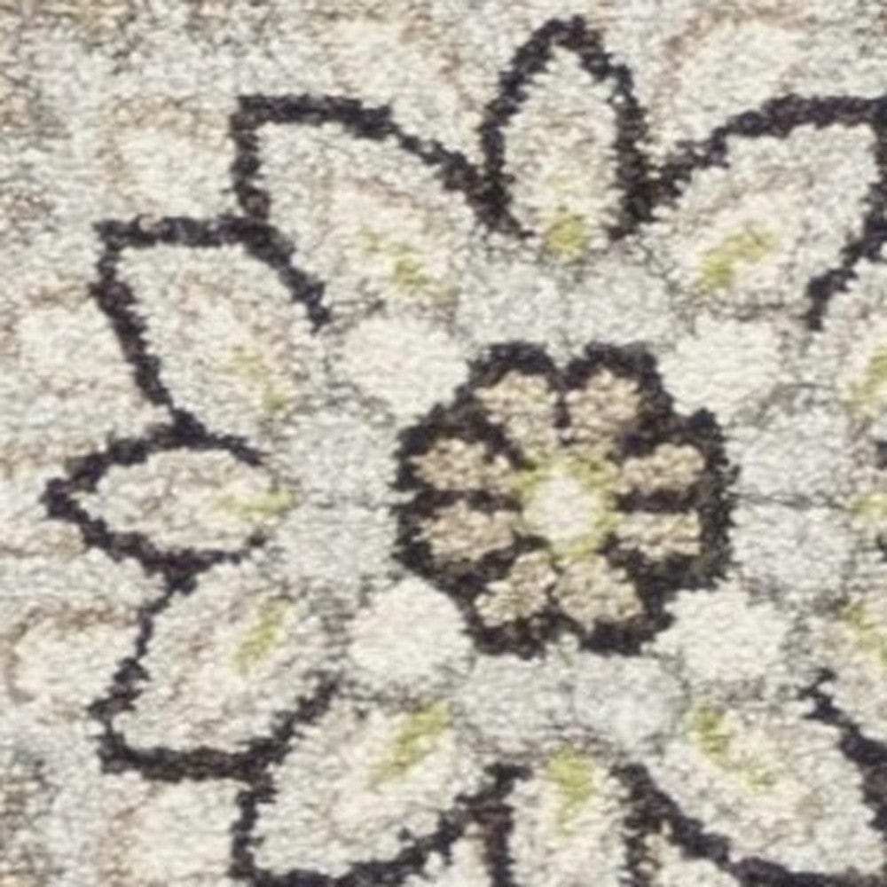 5' X 8' Gray and Ivory Floral Indoor Outdoor Area Rug - Homeroots - Flyclothing LLC