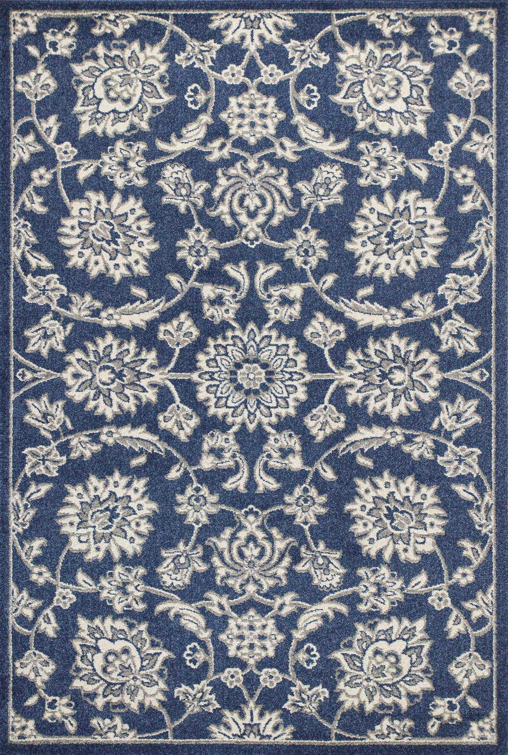 5' X 8' Denim Floral Vines Uv Treated Area Rug - Homeroots - Flyclothing LLC