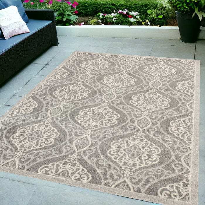 5' X 8' Silver Moroccan Indoor Outdoor Area Rug - Homeroots - Flyclothing LLC