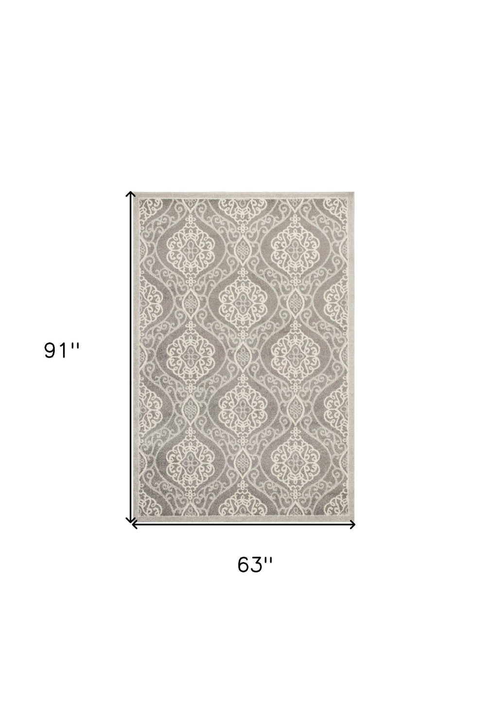 5' X 8' Silver Moroccan Indoor Outdoor Area Rug - Homeroots - Flyclothing LLC