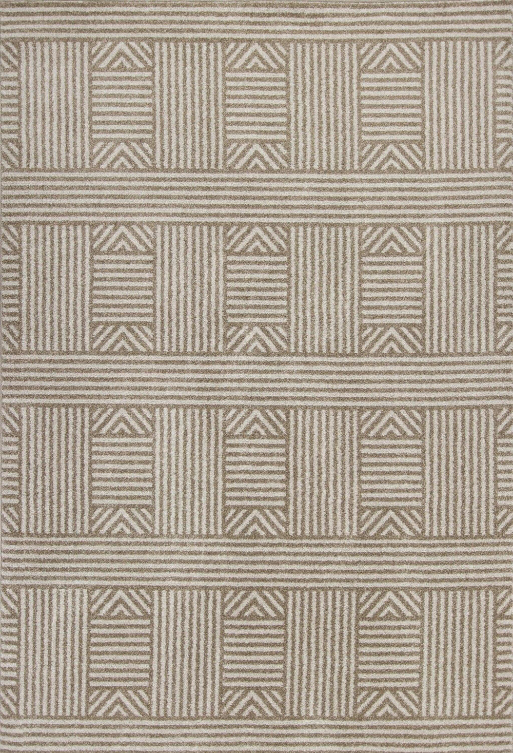 5' X 8' Beige and Ivory Geometric Indoor Outdoor Area Rug - Homeroots - Flyclothing LLC
