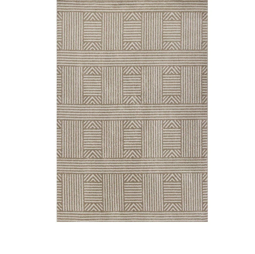 5' X 8' Beige and Ivory Geometric Indoor Outdoor Area Rug - Homeroots - Flyclothing LLC