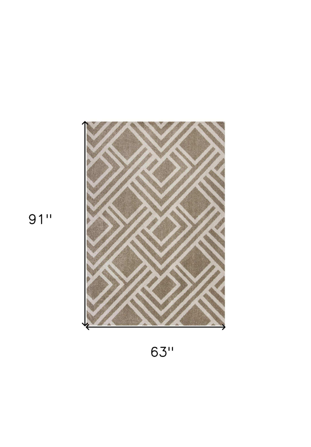 5' X 8' Beige Geometric Indoor Outdoor Area Rug - Homeroots - Flyclothing LLC