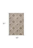 5' X 8' Beige Geometric Indoor Outdoor Area Rug - Homeroots - Flyclothing LLC