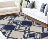 5' X 8' Ivory Or Denim Geometric Diamond Uv Treated Area Rug - Homeroots - Flyclothing LLC