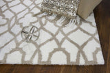 3' X 5' Ivory Beige Trellis Machine Woven Microfiber Indoor Area Rug - Homeroots - Flyclothing LLC