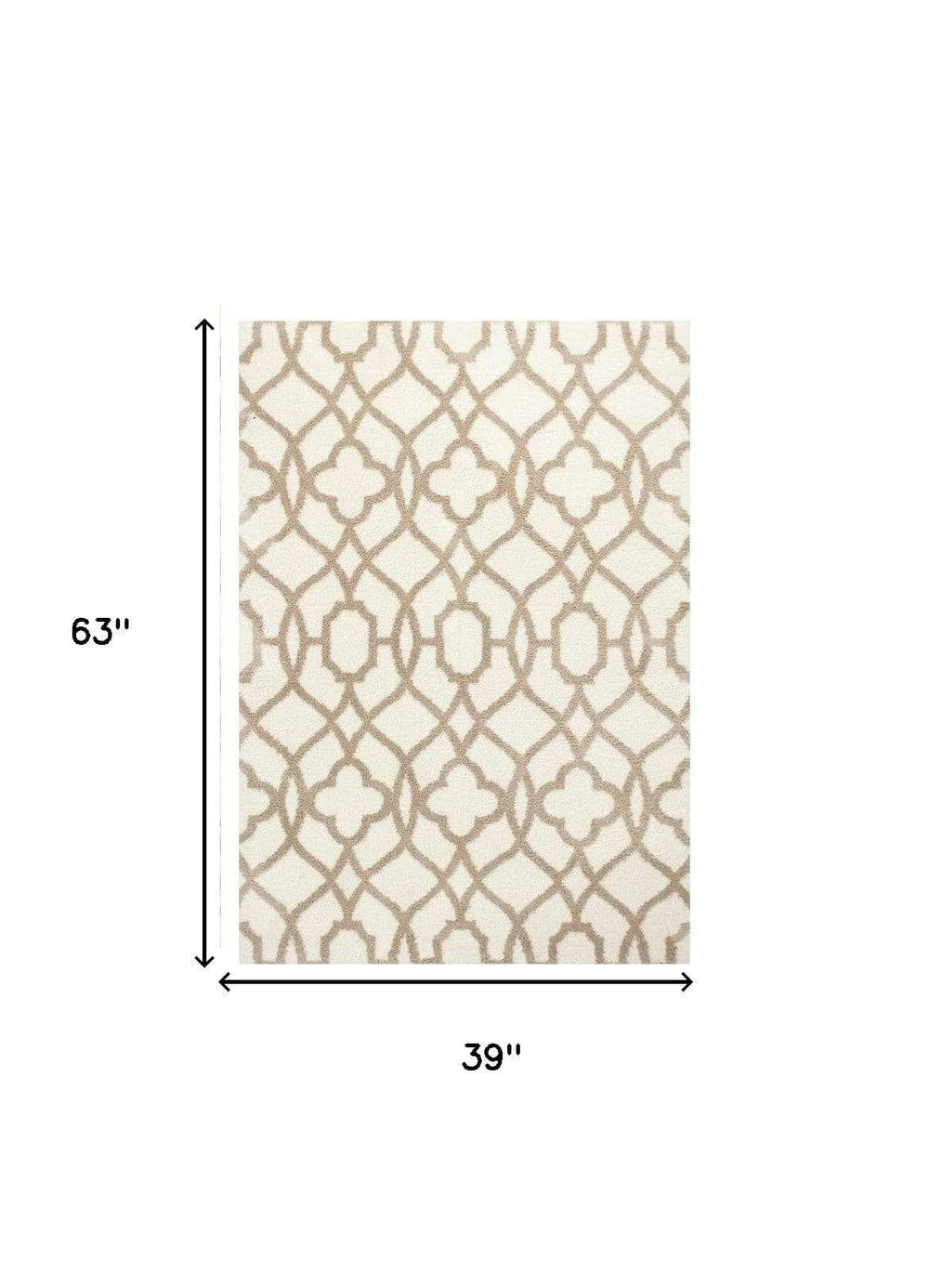 3' X 5' Ivory Beige Trellis Machine Woven Microfiber Indoor Area Rug - Homeroots - Flyclothing LLC