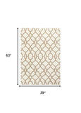 3' X 5' Ivory Beige Trellis Machine Woven Microfiber Indoor Area Rug - Homeroots - Flyclothing LLC