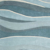 8' Ocean Blue Teal Hand Tufted Abstract Waves Indoor Runner Rug - Homeroots - Flyclothing LLC