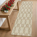 2' X 7' Ivory Diamond Tiles Wool Runner Rug - Homeroots - Flyclothing LLC