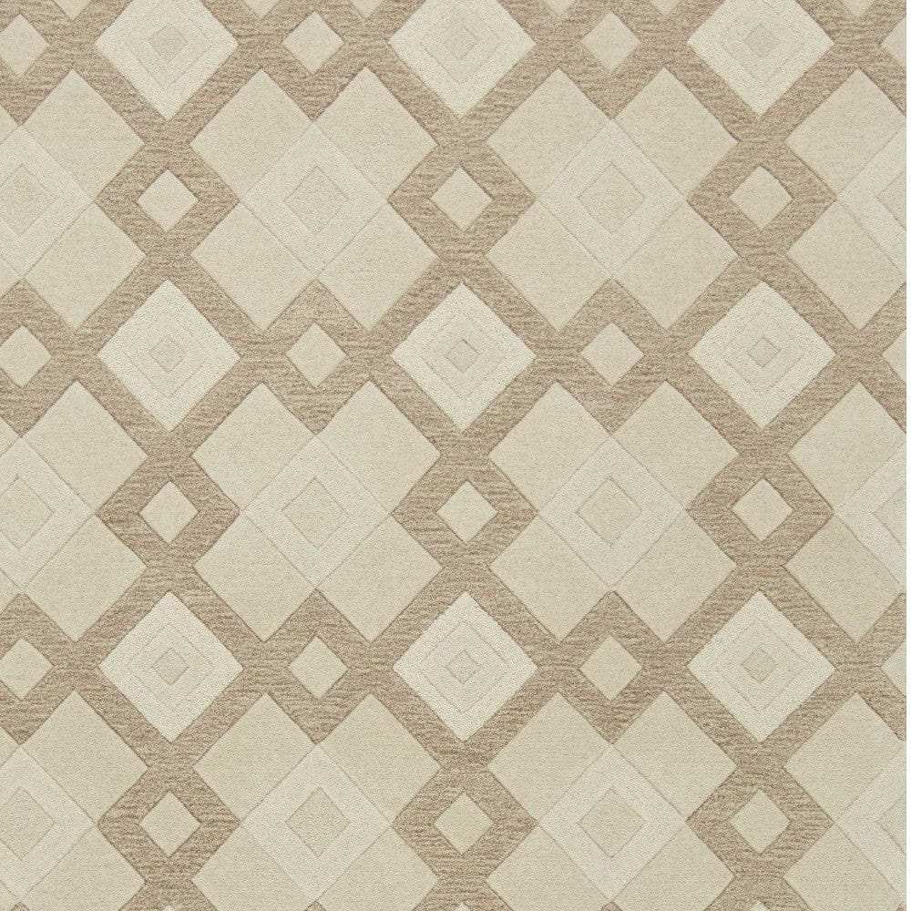 2' X 7' Ivory Diamond Tiles Wool Runner Rug - Homeroots - Flyclothing LLC