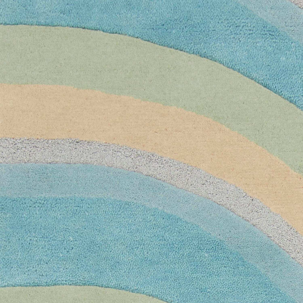 8' Ocean Blue Beige Hand Tufted Abstract Waves Indoor Runner Rug - Homeroots - Flyclothing LLC