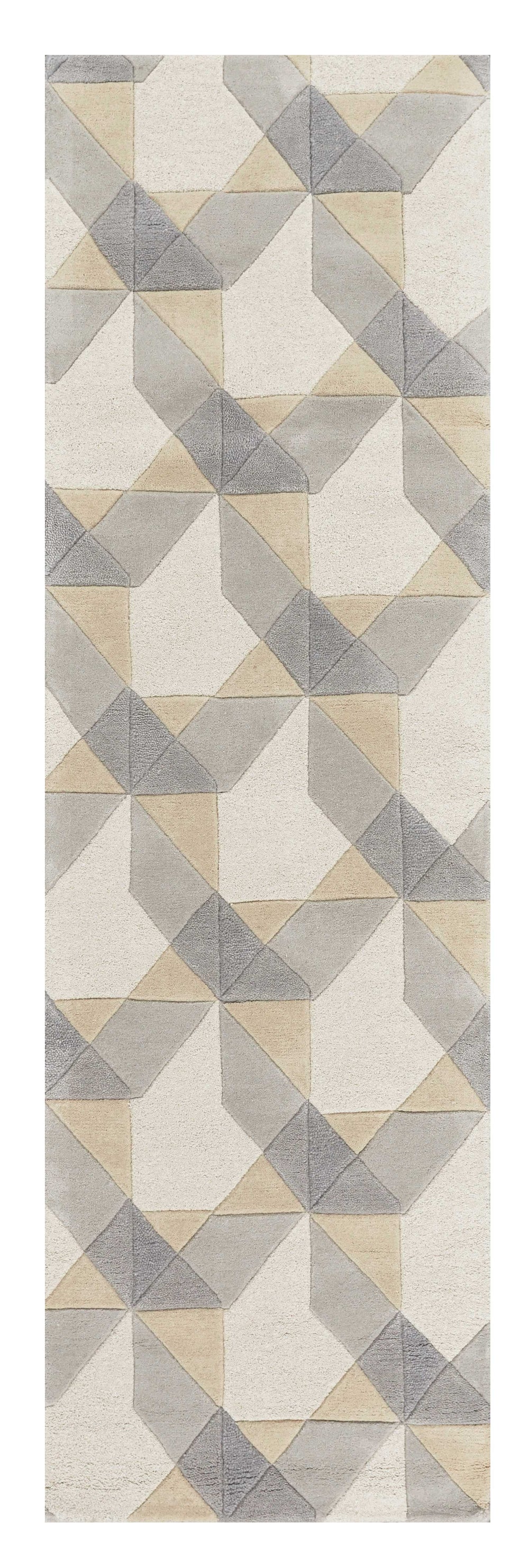 2' X 7' Ivory Or Grey Geometric Wool Runner Rug - Homeroots - Flyclothing LLC