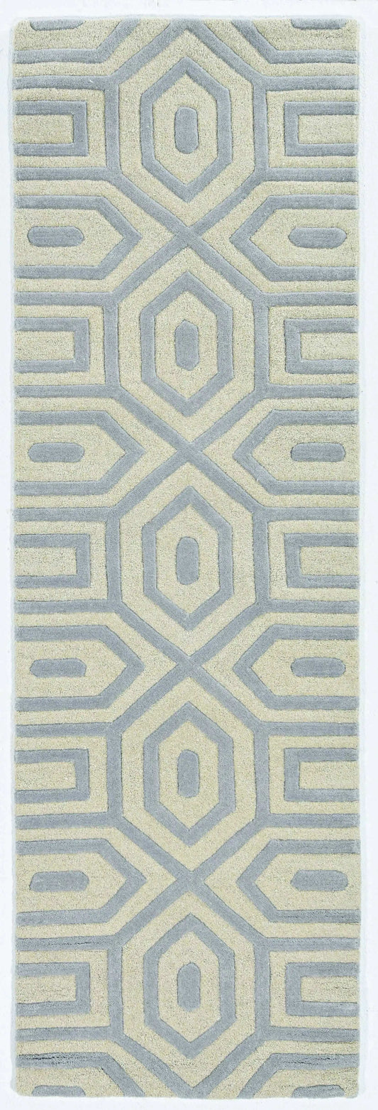 8' Grey Hand Tufted Geometric Indoor Runner Rug - Homeroots - Flyclothing LLC