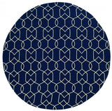 7' Round Navy Blue Round Moroccan Indoor Outdoor Area Rug - Homeroots - Flyclothing LLC