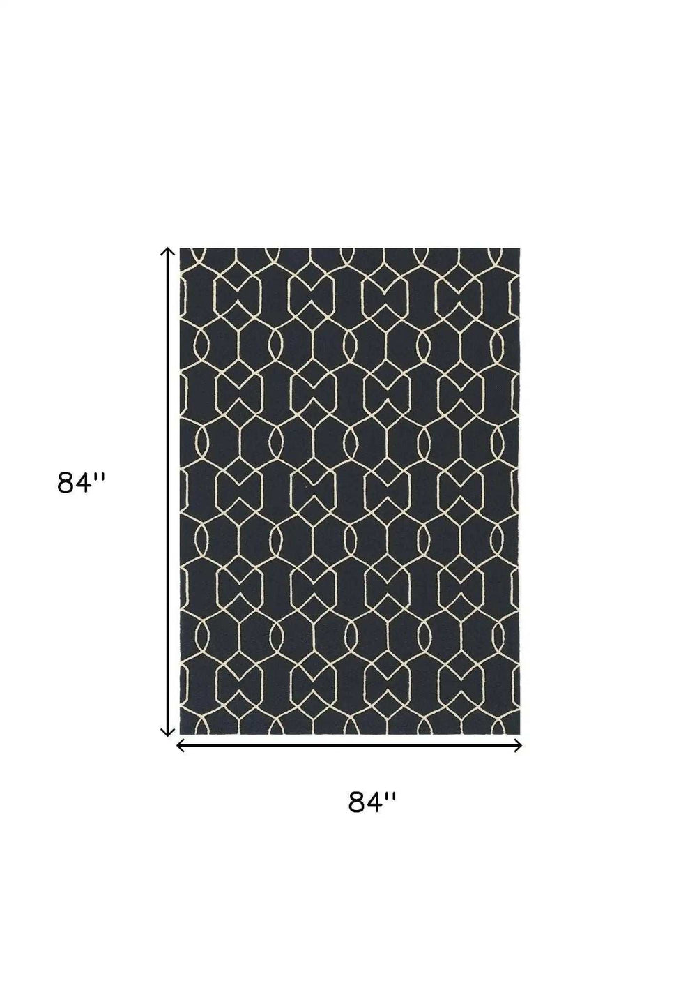 7' X 7' Navy Blue Hand Hooked Area Rug - Homeroots - Flyclothing LLC