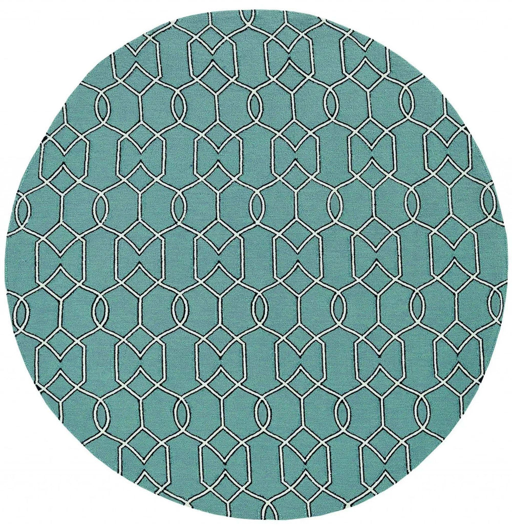 7' Round Green Round Moroccan Indoor Outdoor Area Rug - Homeroots - Flyclothing LLC