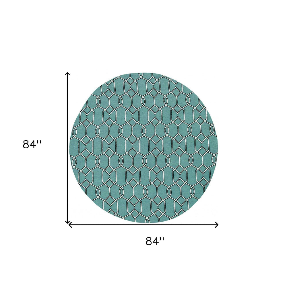 7' Round Green Round Moroccan Indoor Outdoor Area Rug - Homeroots - Flyclothing LLC