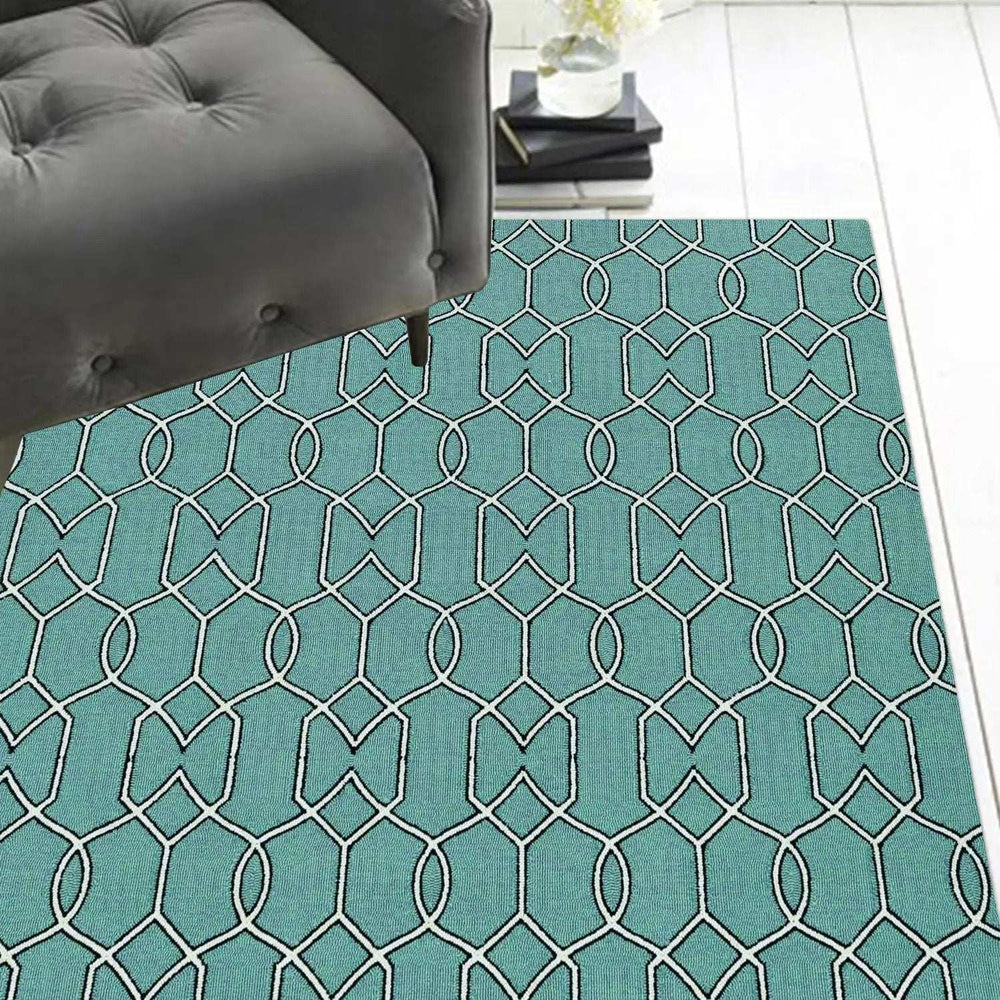 7' X 7' Green and Ivory Hand Hooked Area Rug - Homeroots - Flyclothing LLC