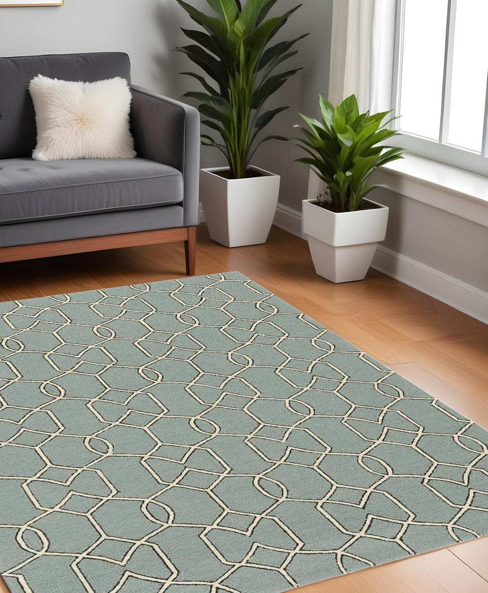 7' X 7' Green and Ivory Hand Hooked Area Rug - Homeroots - Flyclothing LLC