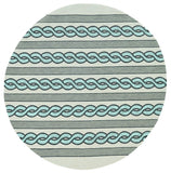 7' Round Ivory and Blue Round Abstract Indoor Outdoor Area Rug - Homeroots - Flyclothing LLC