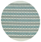 7' Round Ivory and Blue Round Abstract Indoor Outdoor Area Rug - Homeroots - Flyclothing LLC