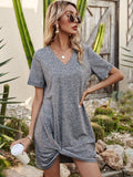 V-Neck Short Sleeve Mini Dress - Trendsi - Flyclothing LLC