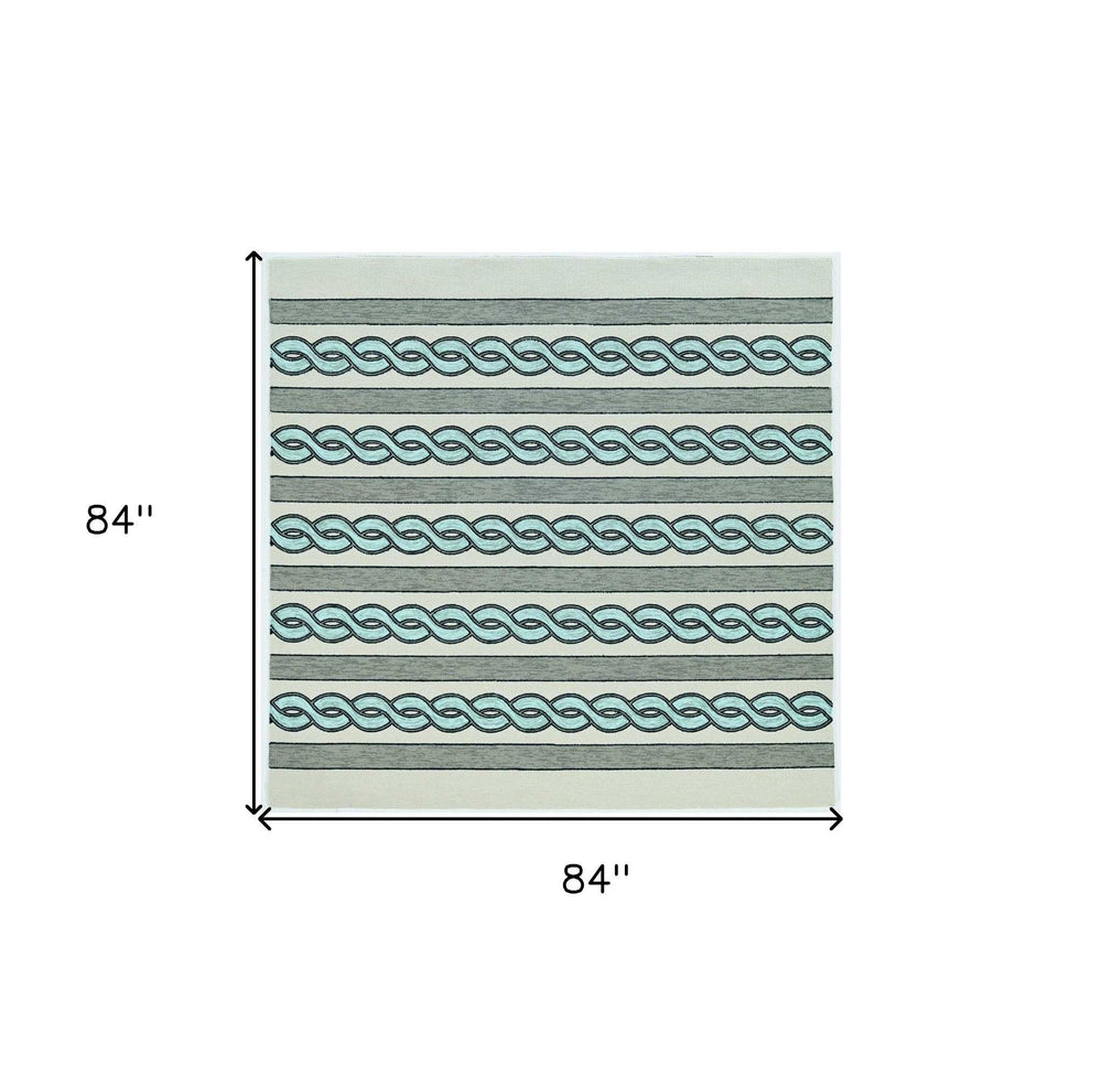 7' X 7' Ivory Tribal Hand Hooked Area Rug - Homeroots - Flyclothing LLC