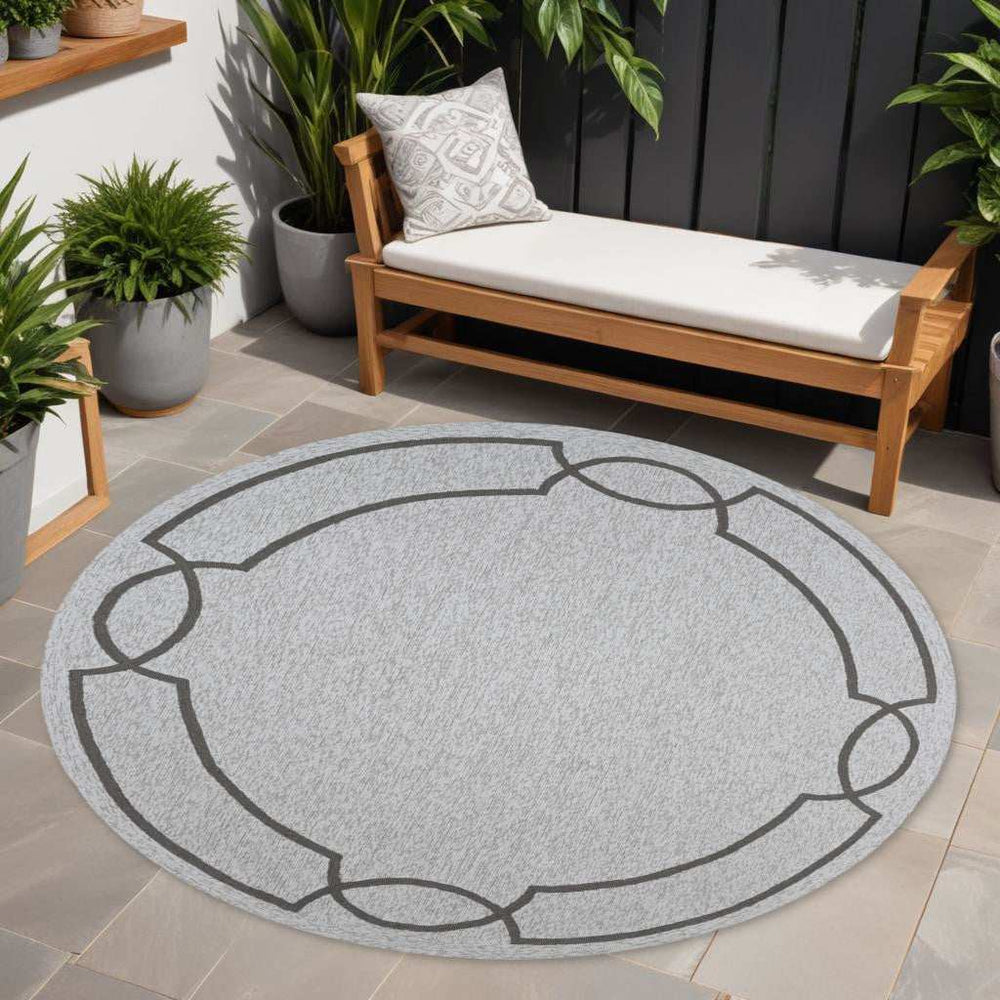 7' Round Ivory Round Indoor Outdoor Area Rug - Homeroots - Flyclothing LLC