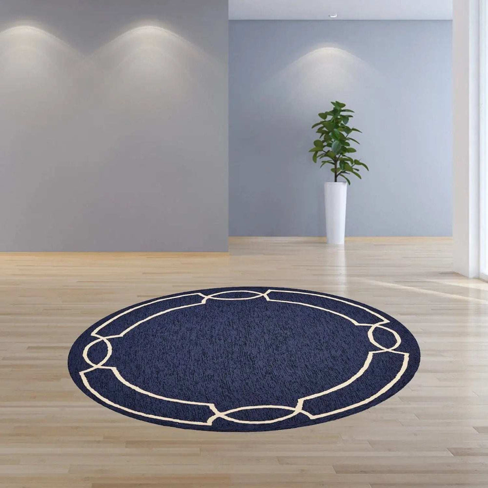 7' Round Blue Round Indoor Outdoor Area Rug - Homeroots - Flyclothing LLC