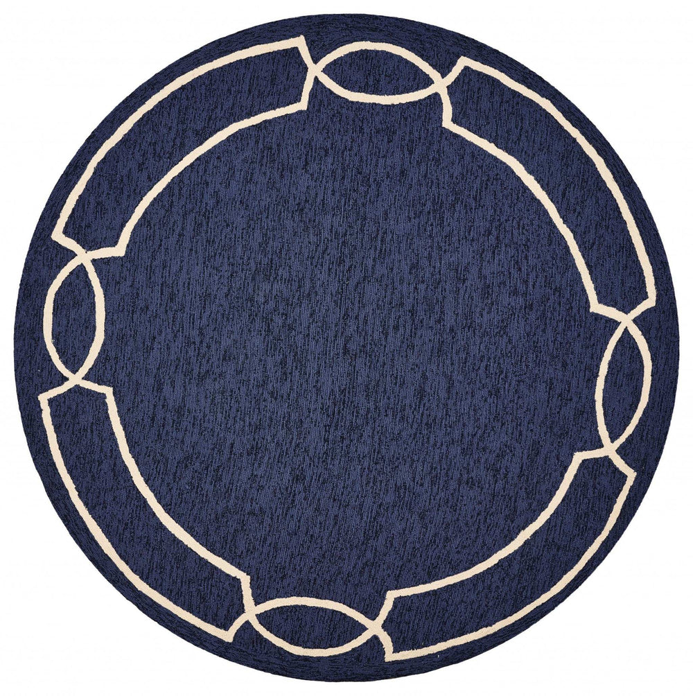 7' Round Blue Round Indoor Outdoor Area Rug - Homeroots - Flyclothing LLC