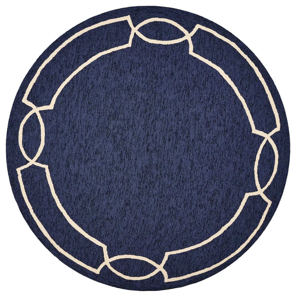 7' Round Blue Round Indoor Outdoor Area Rug - Homeroots - Flyclothing LLC