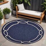 7' Round Blue Round Indoor Outdoor Area Rug - Homeroots - Flyclothing LLC