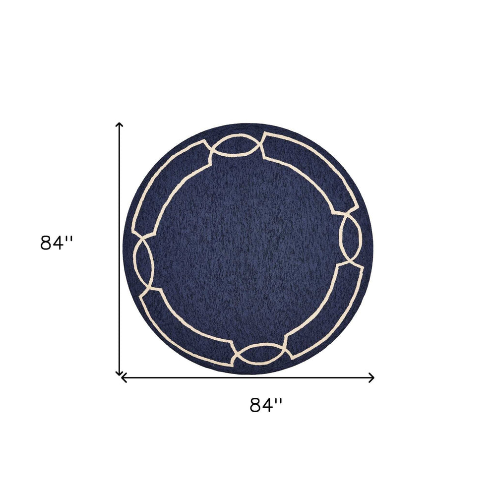 7' Round Blue Round Indoor Outdoor Area Rug - Homeroots - Flyclothing LLC