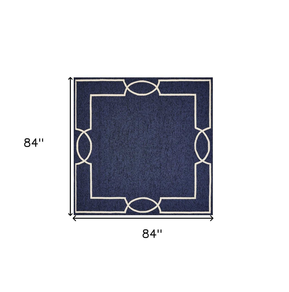7' X 7' Ocean Blue Hand Hooked Area Rug - Homeroots - Flyclothing LLC