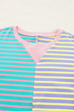 Contrast Stripes Round Neck Long Sleeve Sweatshirt - Trendsi - Flyclothing LLC
