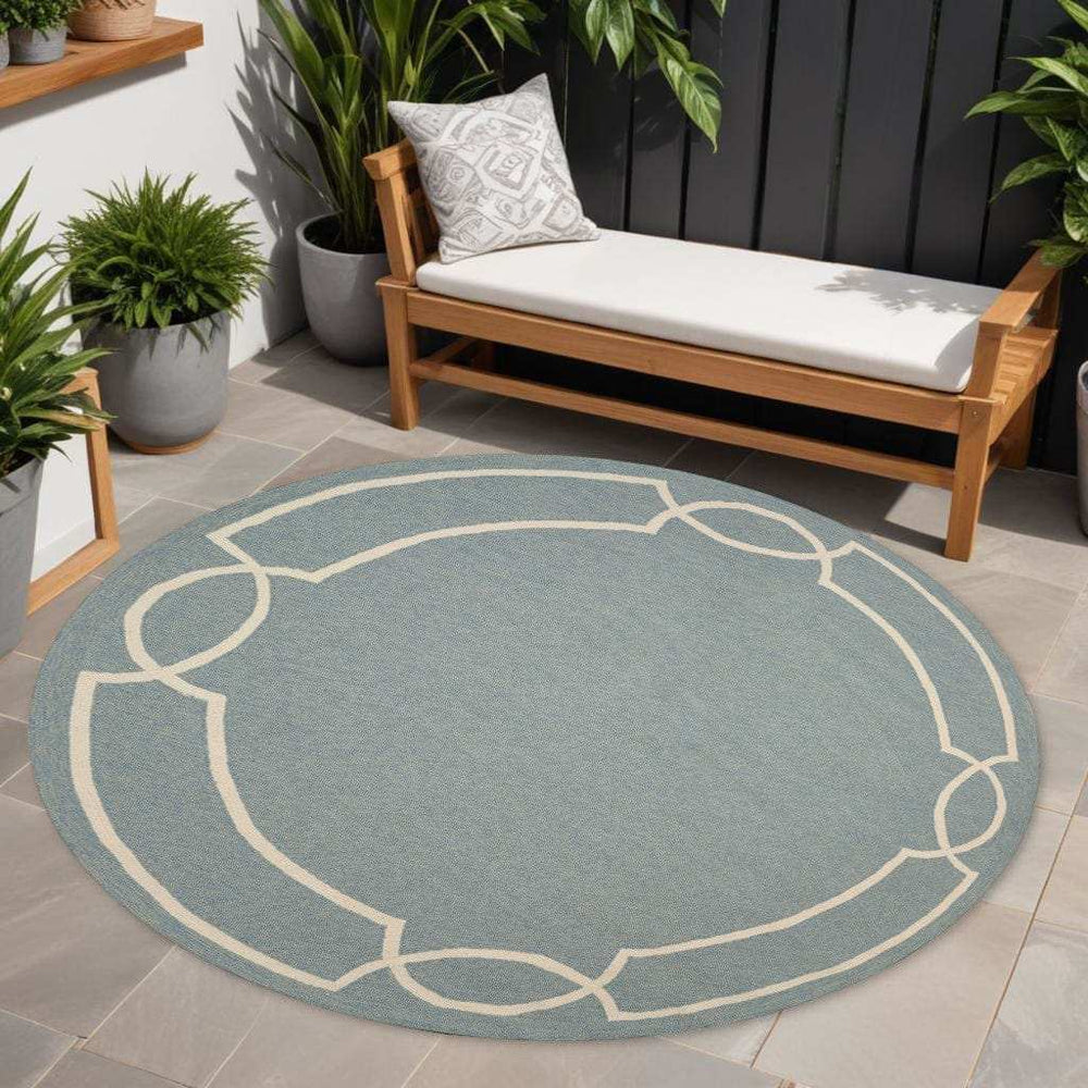7' Round Blue Round Indoor Outdoor Area Rug - Homeroots - Flyclothing LLC